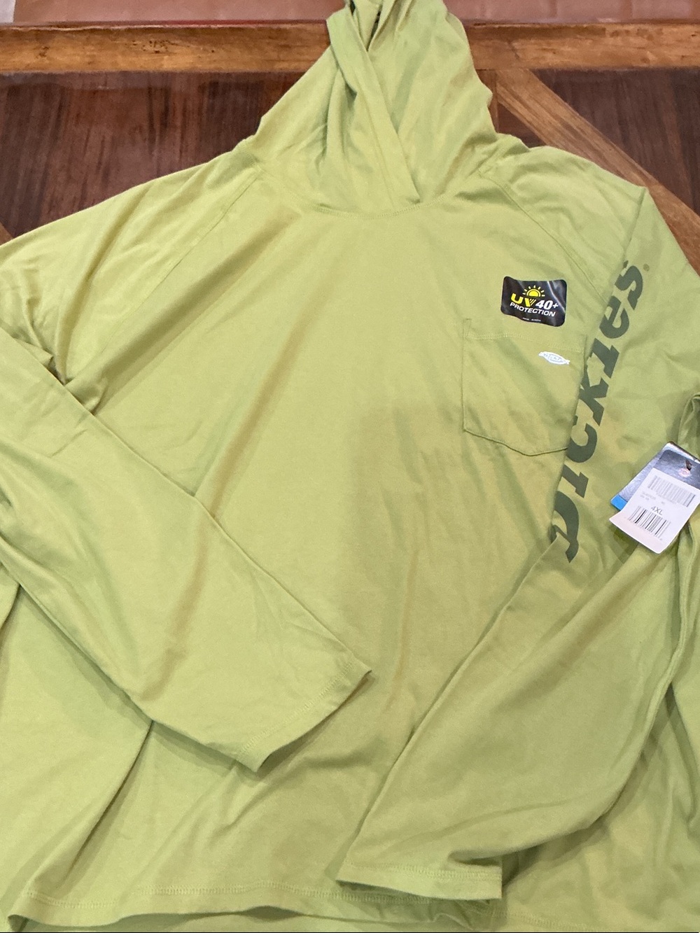 Big and Tall Dickies Green Hooded Long Sleeve Pocket Shirt